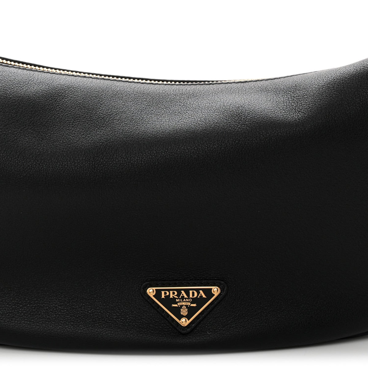 Soft Grain Calfskin Large Demi-Lune Shoulder Bag Black