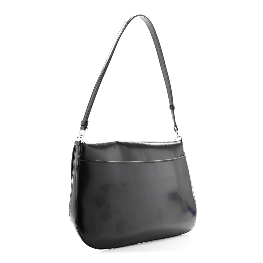 Spazzolato Cleo Flap Shoulder Bag Black