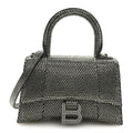 Strass Suede Hourglass Top Handle Bag XS Smoke Grey Crystal