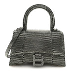 Strass Suede Hourglass Top Handle Bag XS Smoke Grey Crystal