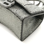 Strass Suede Hourglass Top Handle Bag XS Smoke Grey Crystal