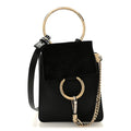 Suede Calfskin Mini Faye Bracelet Bag Black