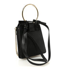 Suede Calfskin Mini Faye Bracelet Bag Black