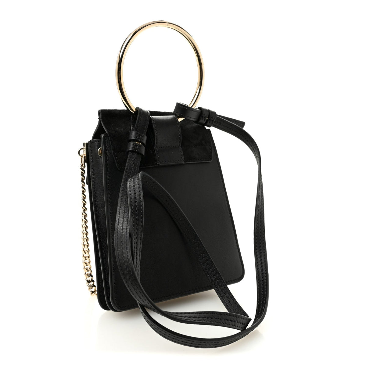 Suede Calfskin Mini Faye Bracelet Bag Black
