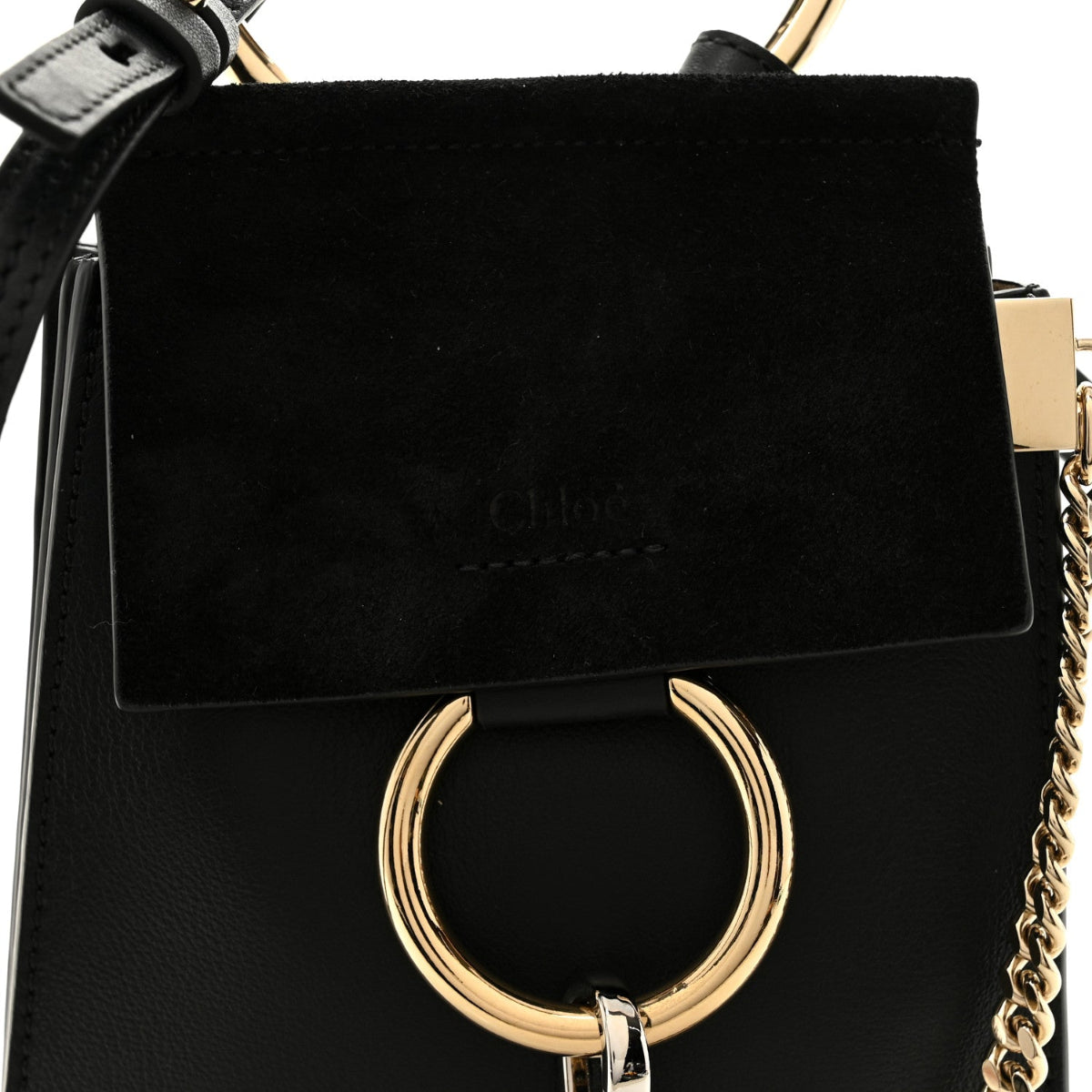 Suede Calfskin Mini Faye Bracelet Bag Black