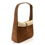 Suede Calfskin Shearling Le 5 A 7 Hobo Dark Cigar Natural Beige