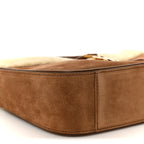 Suede Calfskin Shearling Le 5 A 7 Hobo Dark Cigar Natural Beige