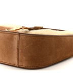 Suede Calfskin Shearling Le 5 A 7 Hobo Dark Cigar Natural Beige