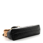 Suede Calfskin Shiny Lambskin Quilted Coco Base Flap Top Handle Bag Beige Black