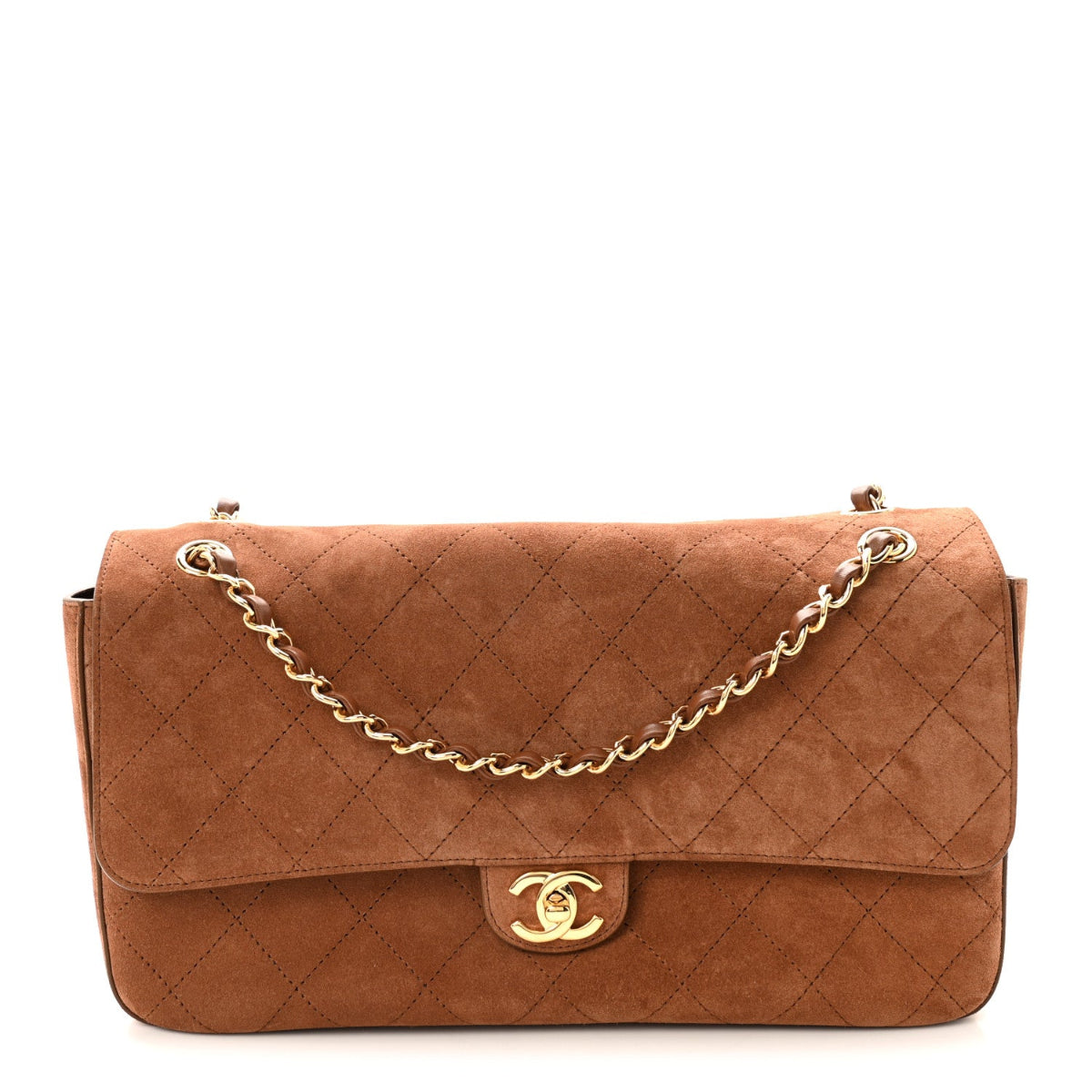 Suede Calfskin Small Souplissimo Maxi Flap Camel