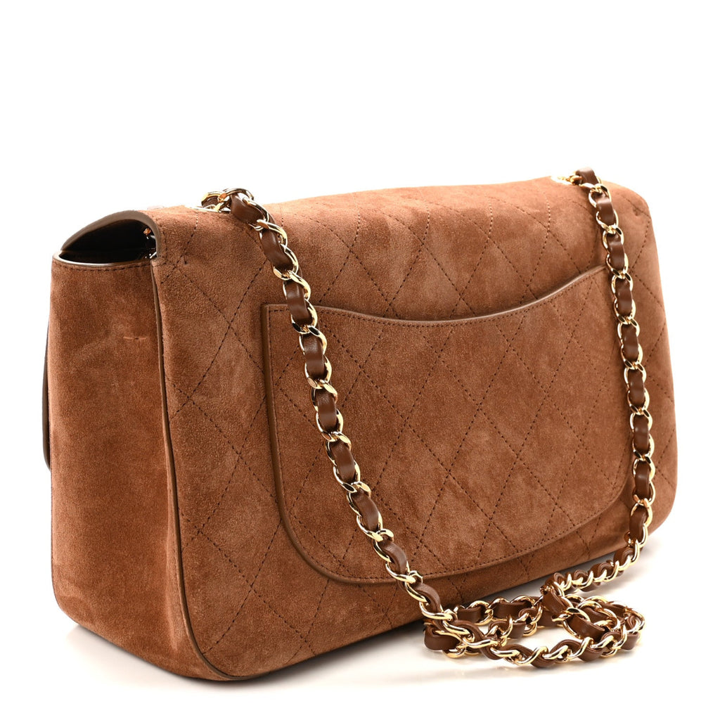 Suede Calfskin Small Souplissimo Maxi Flap Camel