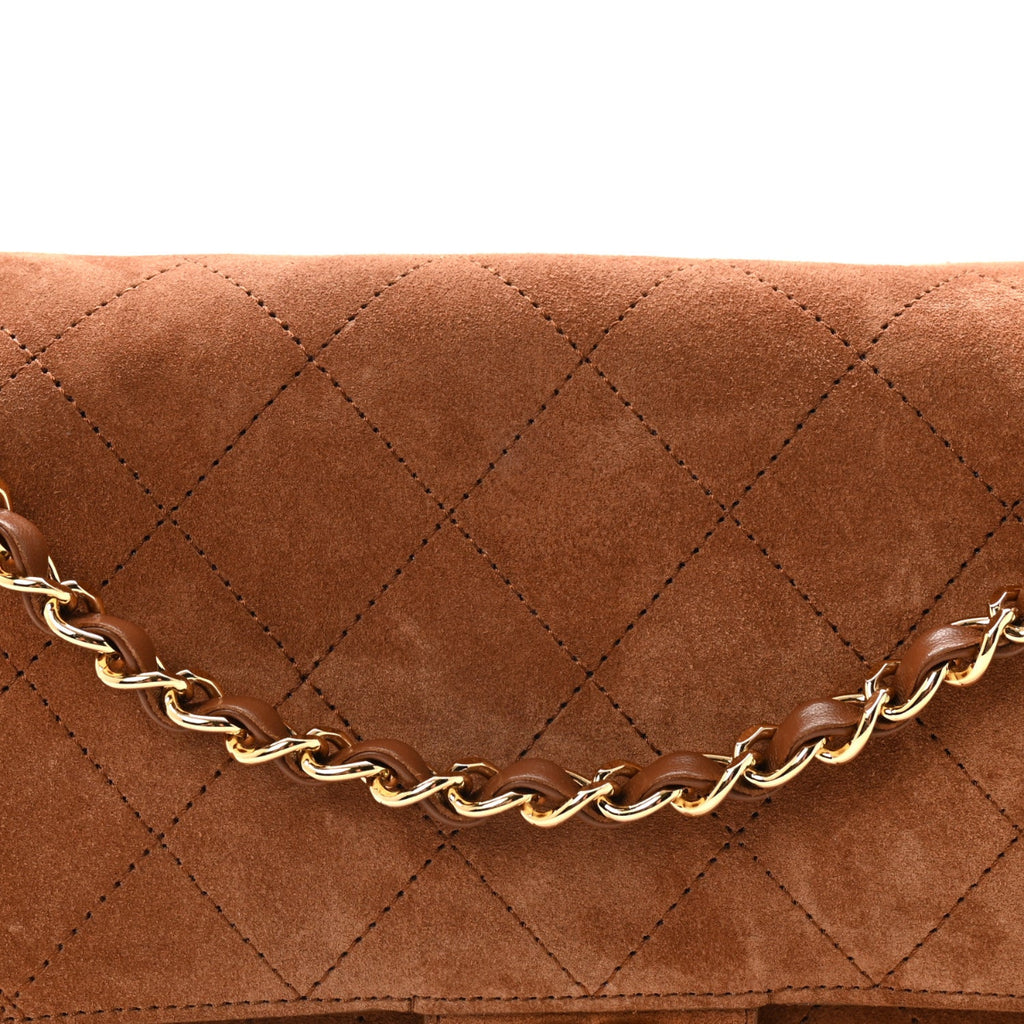 Suede Calfskin Small Souplissimo Maxi Flap Camel