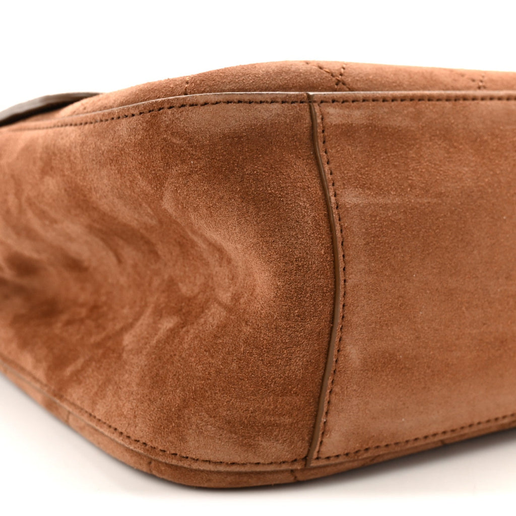 Suede Calfskin Small Souplissimo Maxi Flap Camel