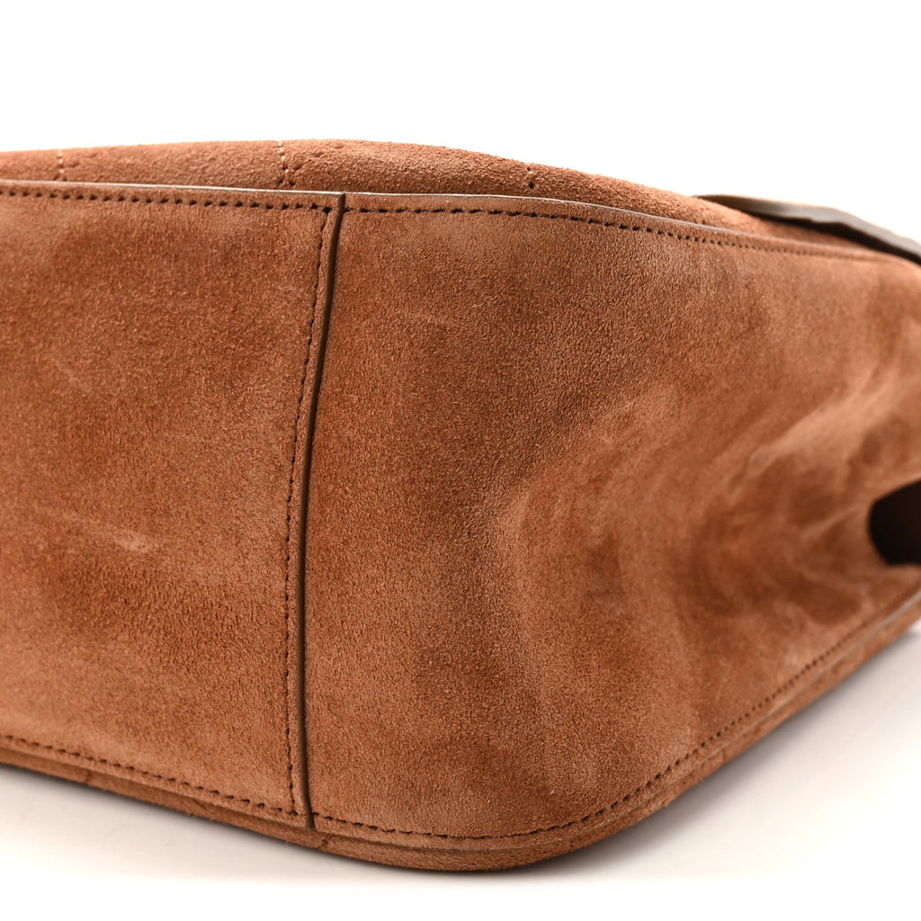 Suede Calfskin Small Souplissimo Maxi Flap Camel
