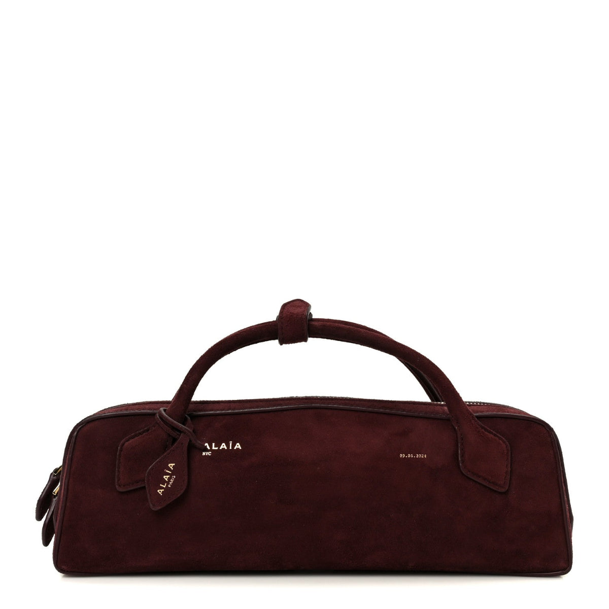 Suede Goatskin Le Teckel Clutch Rouge Grenat