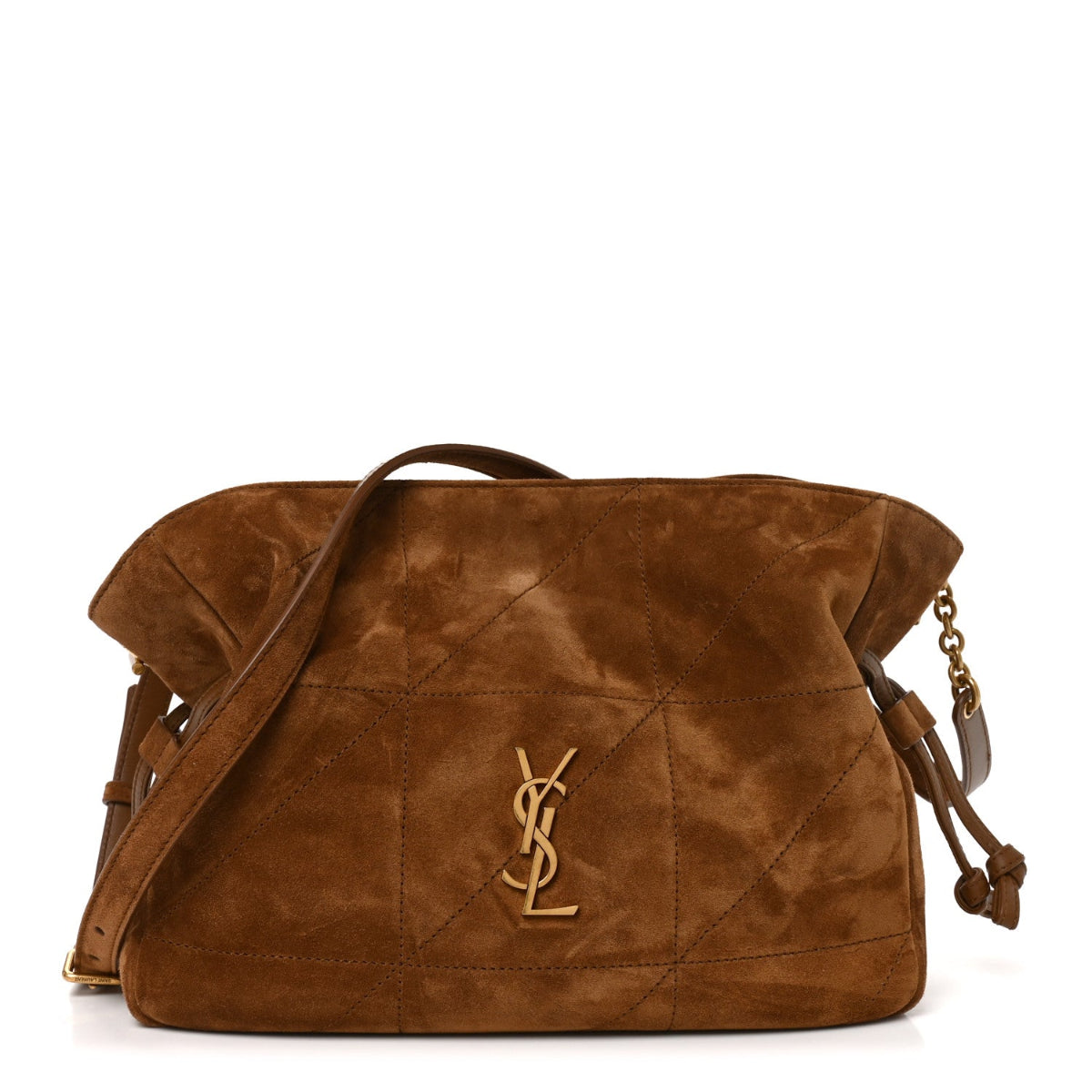 Suede Monogram Medium Jamie Shoulder Pouch Bag Caramel Cognac