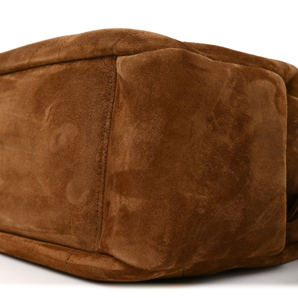 Suede Monogram Medium Jamie Shoulder Pouch Bag Caramel Cognac