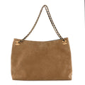 Suede Quilted Eyes On You Large Shopping Bag Beige