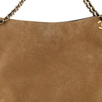 Suede Quilted Eyes On You Large Shopping Bag Beige