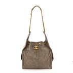 Suede Quilted Medium Chanel 25 Handbag Dark Grey