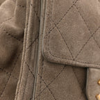 Suede Quilted Medium Chanel 25 Handbag Dark Grey