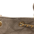 Suede Quilted Medium Chanel 25 Handbag Dark Grey