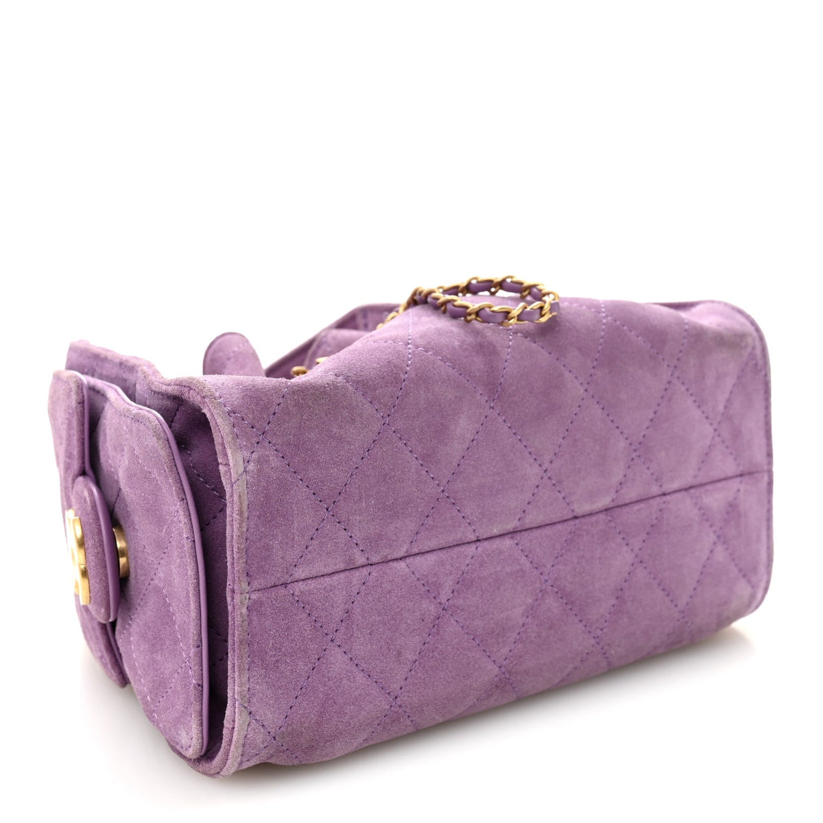 Suede Quilted Mini Chanel 25 Handbag Purple