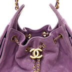 Suede Quilted Mini Chanel 25 Handbag Purple