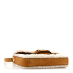 Suede Shearling Horsebit Mini 1955 Shoulder Bag Honey Beige Milk