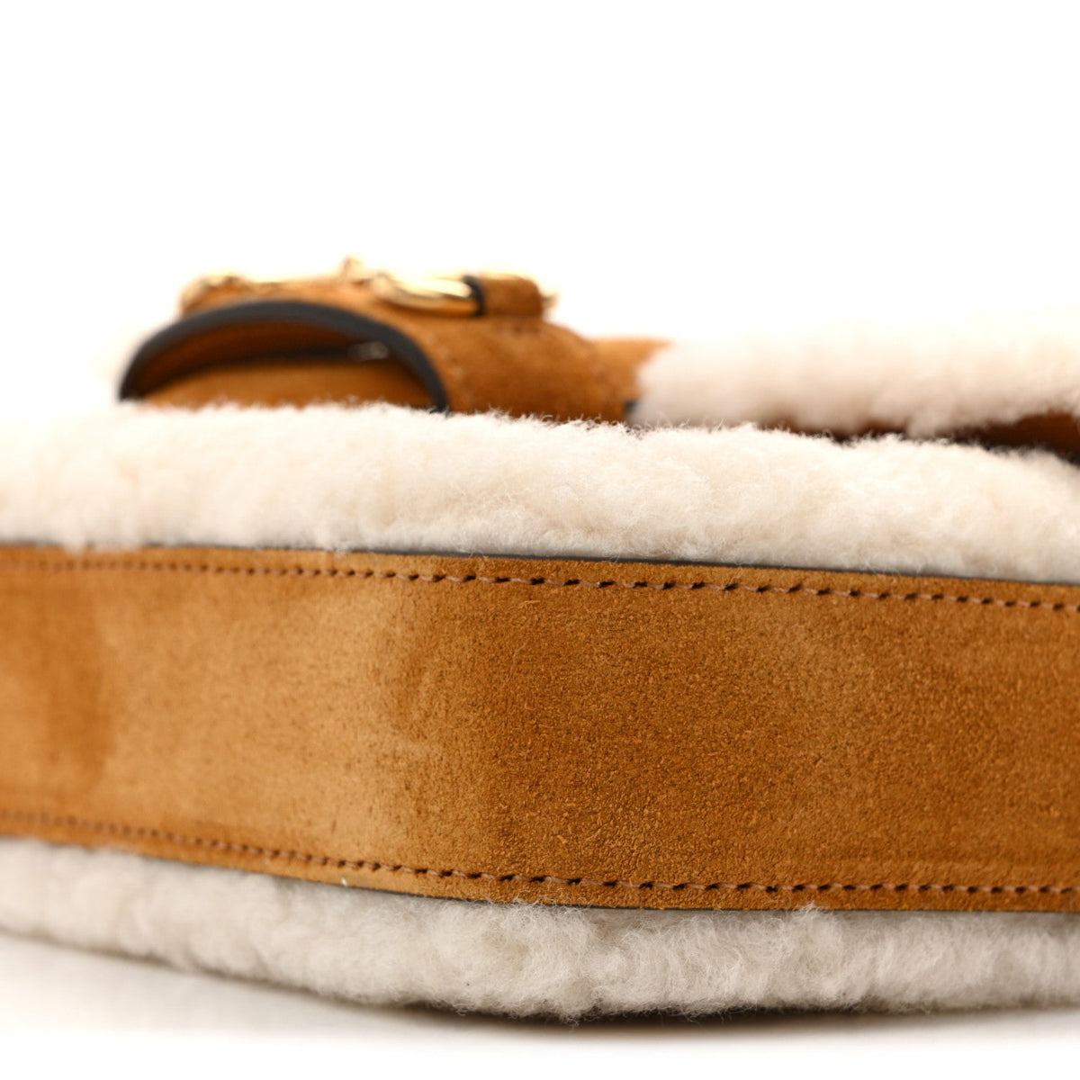 Suede Shearling Horsebit Mini 1955 Shoulder Bag Honey Beige Milk
