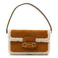 Suede Shearling Horsebit Mini 1955 Shoulder Bag Honey Beige Milk