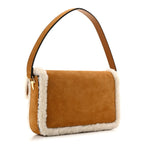 Suede Shearling Horsebit Mini 1955 Shoulder Bag Honey Beige Milk