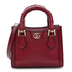 Sweetbread Calfskin Mini Diana Tote Bag Rosso Ancora