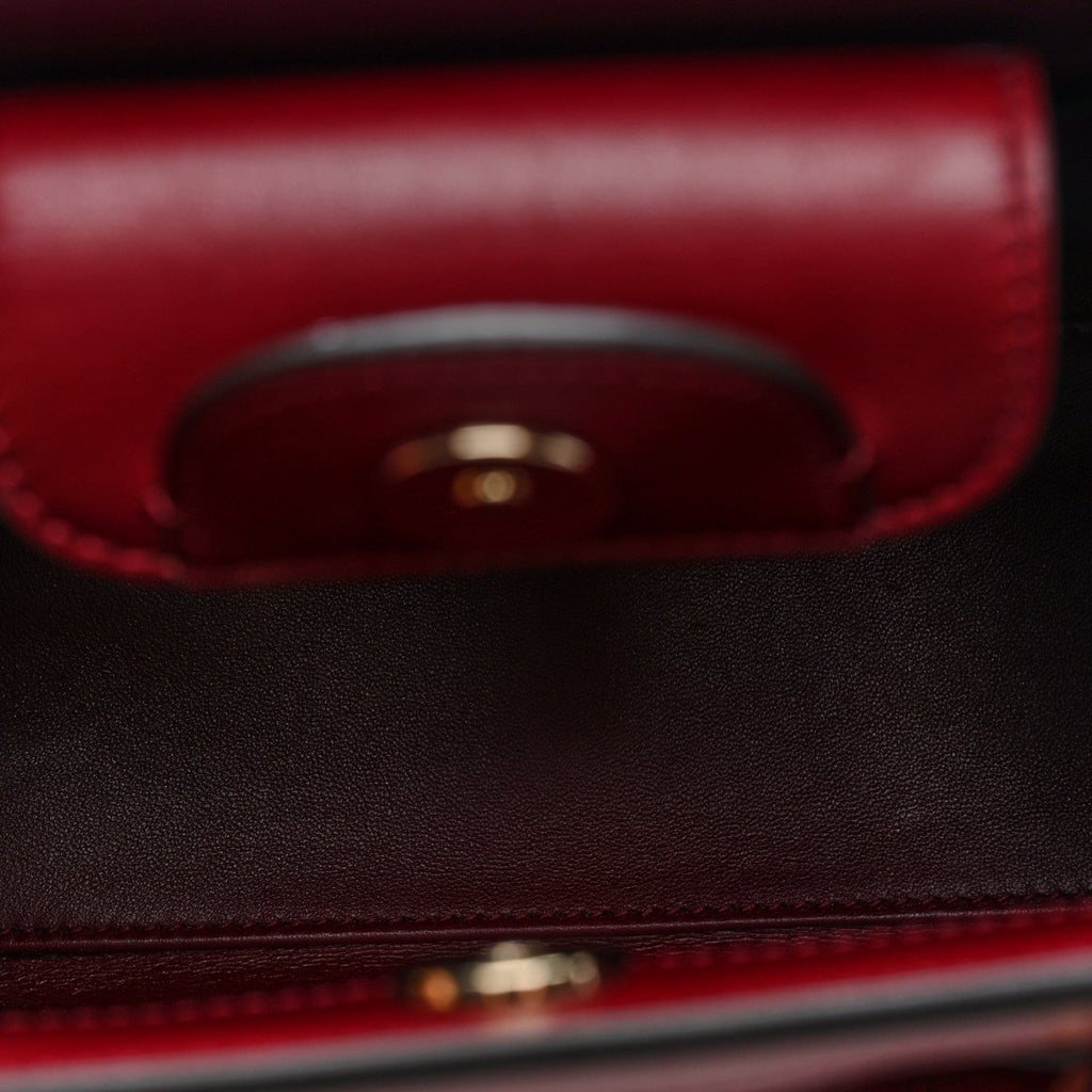 Sweetbread Calfskin Mini Diana Tote Bag Rosso Ancora