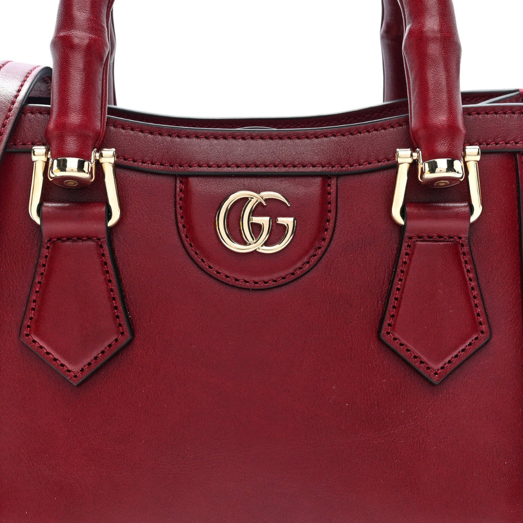 Sweetbread Calfskin Mini Diana Tote Bag Rosso Ancora