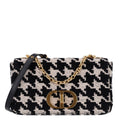 Technical Canvas Macro Houndstooth Medium Caro Bag Black White