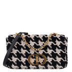 Technical Canvas Macro Houndstooth Medium Caro Bag Black White