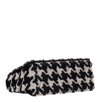 Technical Canvas Macro Houndstooth Medium Caro Bag Black White