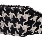 Technical Canvas Macro Houndstooth Medium Caro Bag Black White