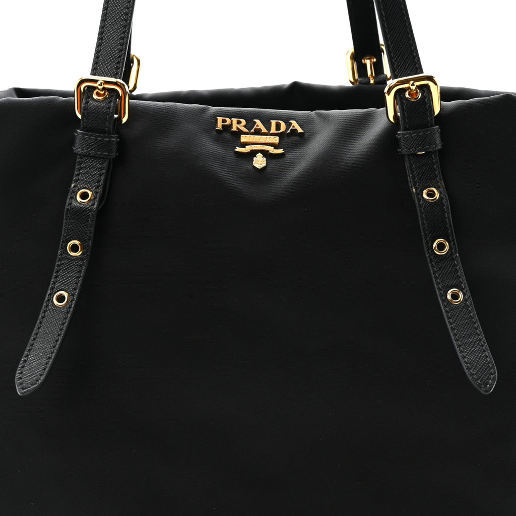 Tessuto Nylon Saffiano Tote Black