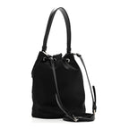 Tessuto Saffiano Ricamo Sequin Crystal Embellished Mini Re-Edition 1978 Bucket Bag Black