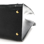 Textured Dollar Calfskin Web Medium Diana Tote Bag Black Dusty Grey