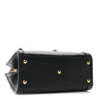 Textured Dollar Calfskin Web Mini Diana Tote Bag Black Dusty Grey