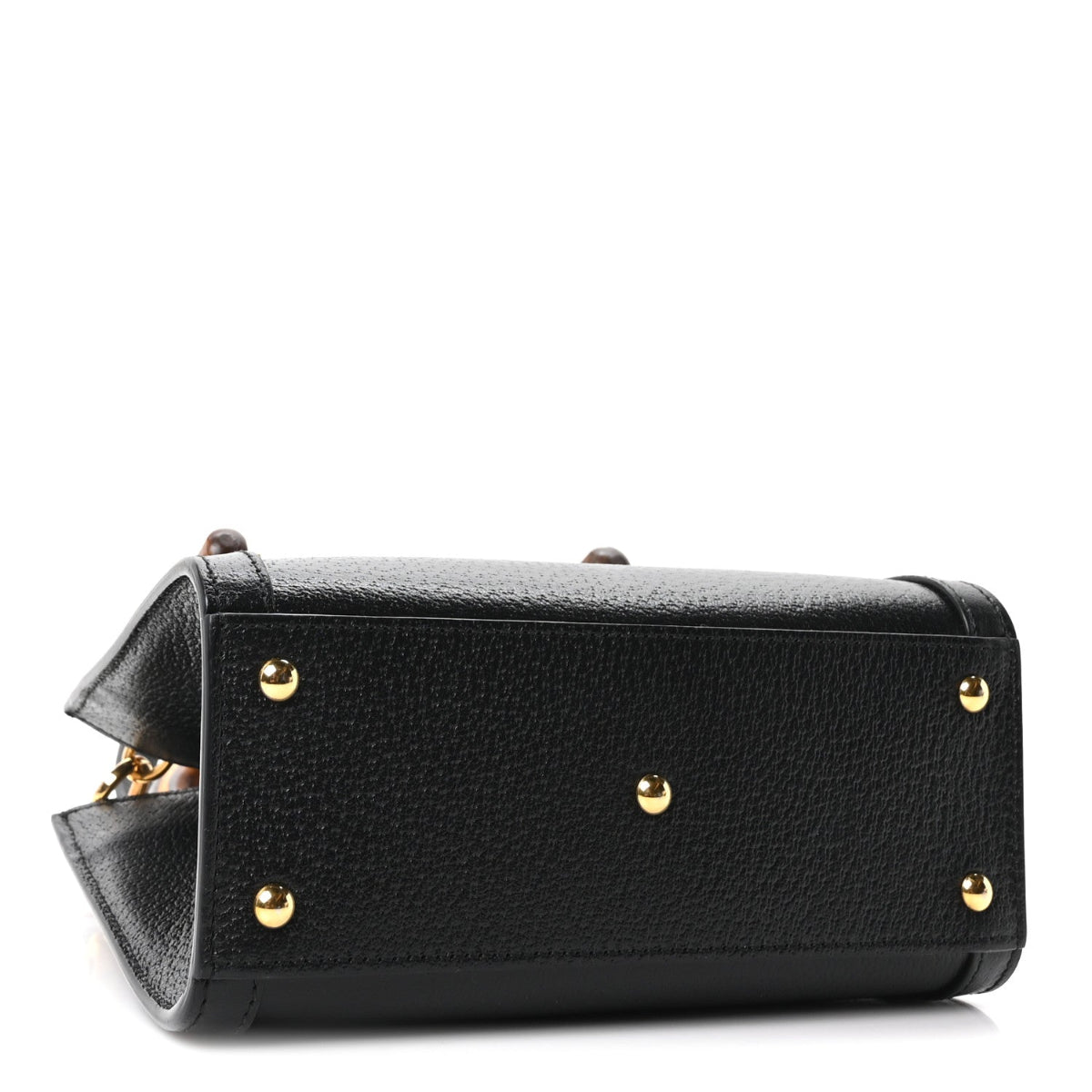 Textured Dollar Calfskin Web Mini Diana Tote Bag Black Dusty Grey