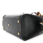 Textured Dollar Calfskin Web Mini Diana Tote Bag Black Dusty Grey