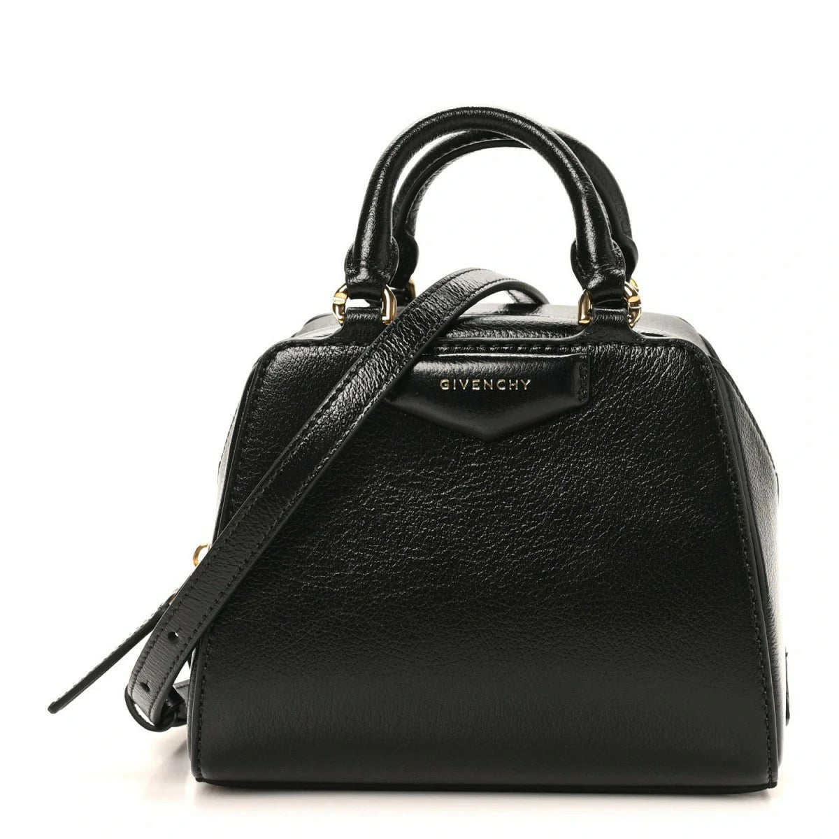 Tumbled Buffalo Nano Antigona Cube Bag Black