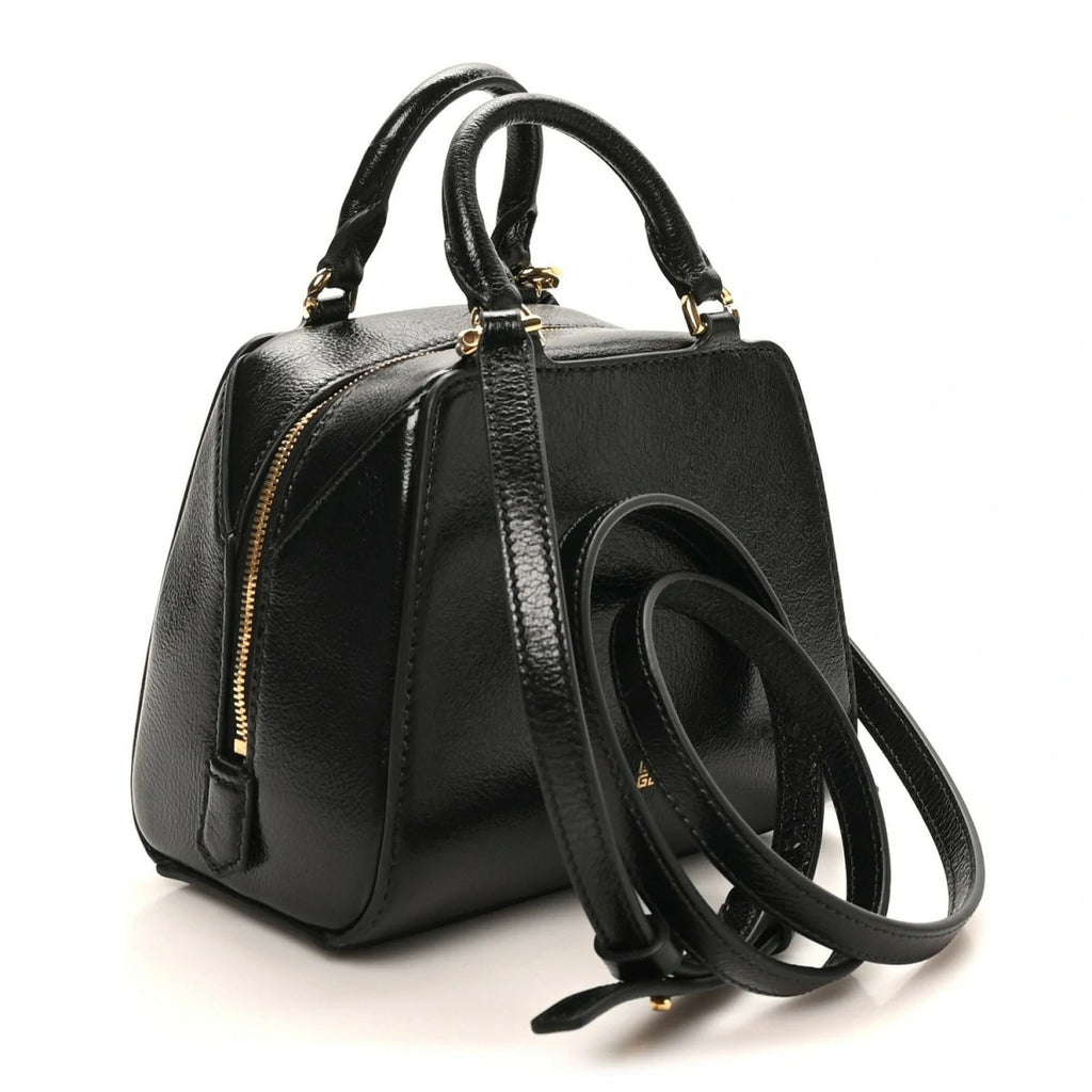 Tumbled Buffalo Nano Antigona Cube Bag Black
