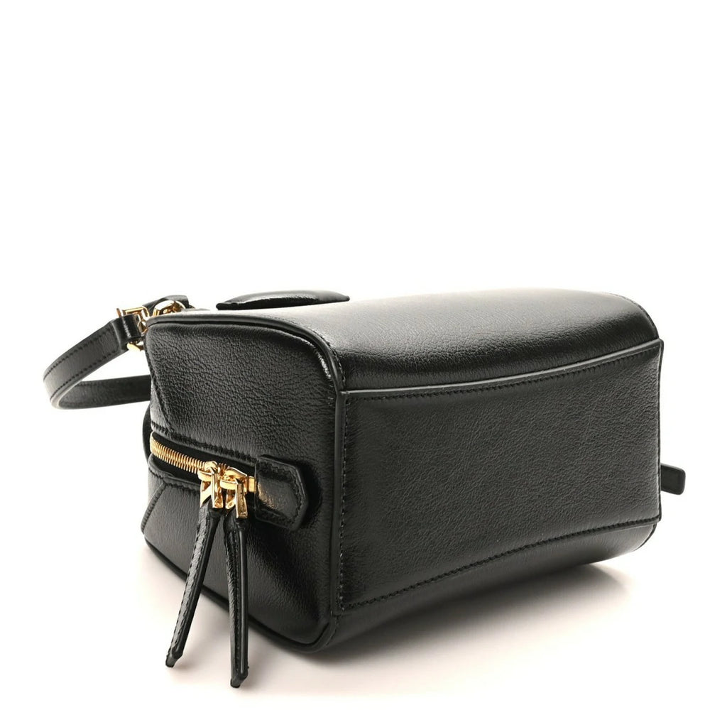 Tumbled Buffalo Nano Antigona Cube Bag Black