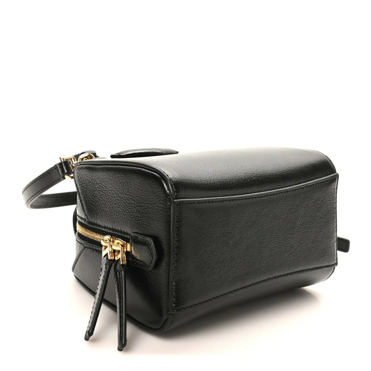 Tumbled Buffalo Nano Antigona Cube Bag Black