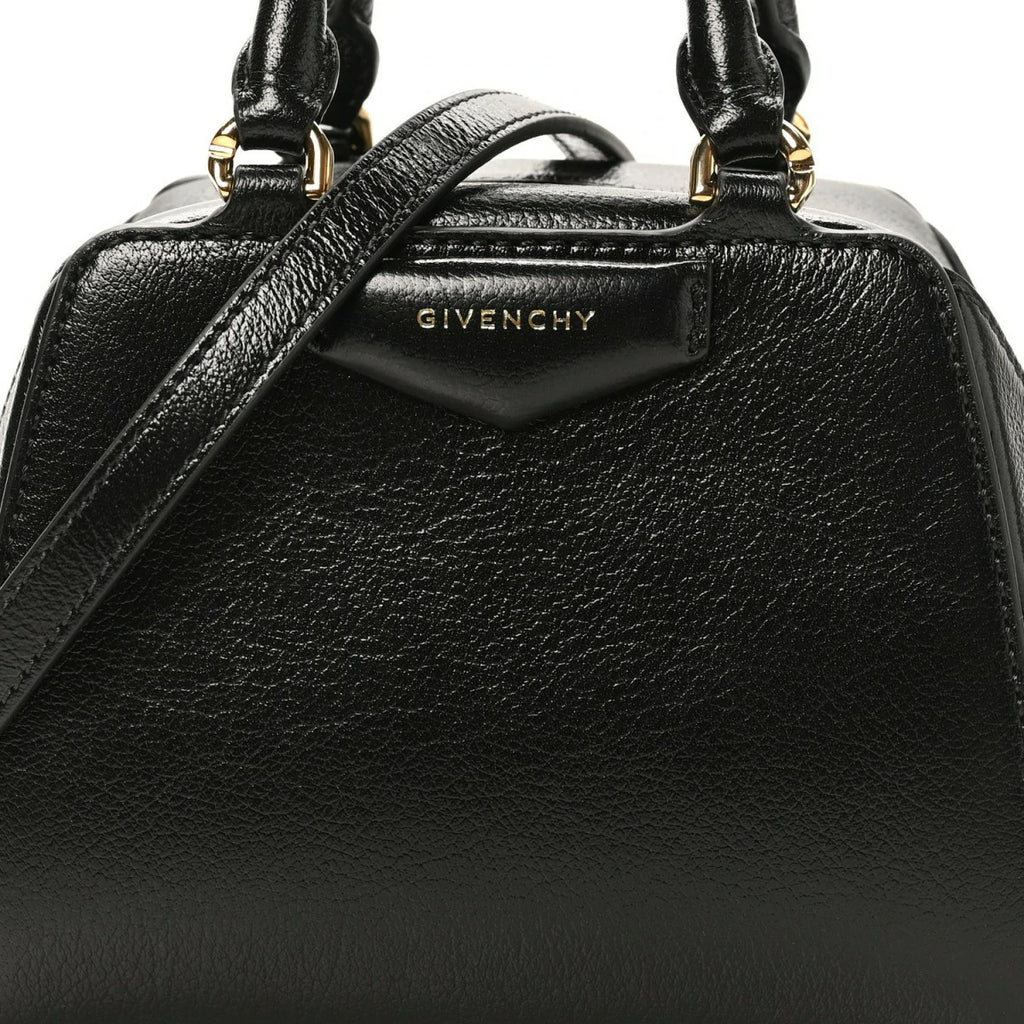 Tumbled Buffalo Nano Antigona Cube Bag Black
